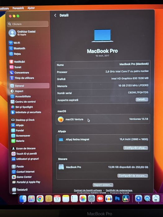 Macbook Pro i7 - 16gb -256g ssd - 1,5 vga