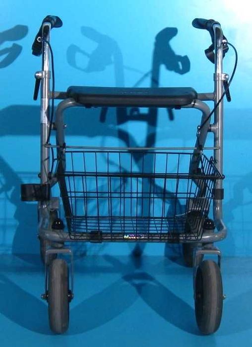 Cadru de mers cu roti (rolator) cu frane si sezut pentru batrani