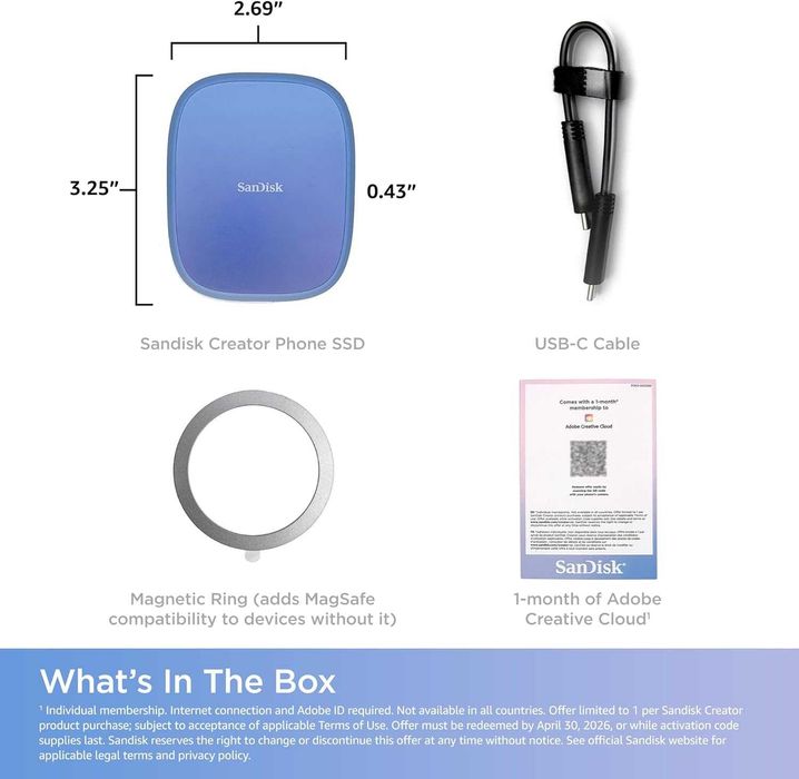 Портативный SSD Sandisk Creator Phone SSD 1ТБ. Есть доставка