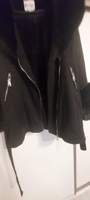 Дамско палто от високачествен екокосъм и велур