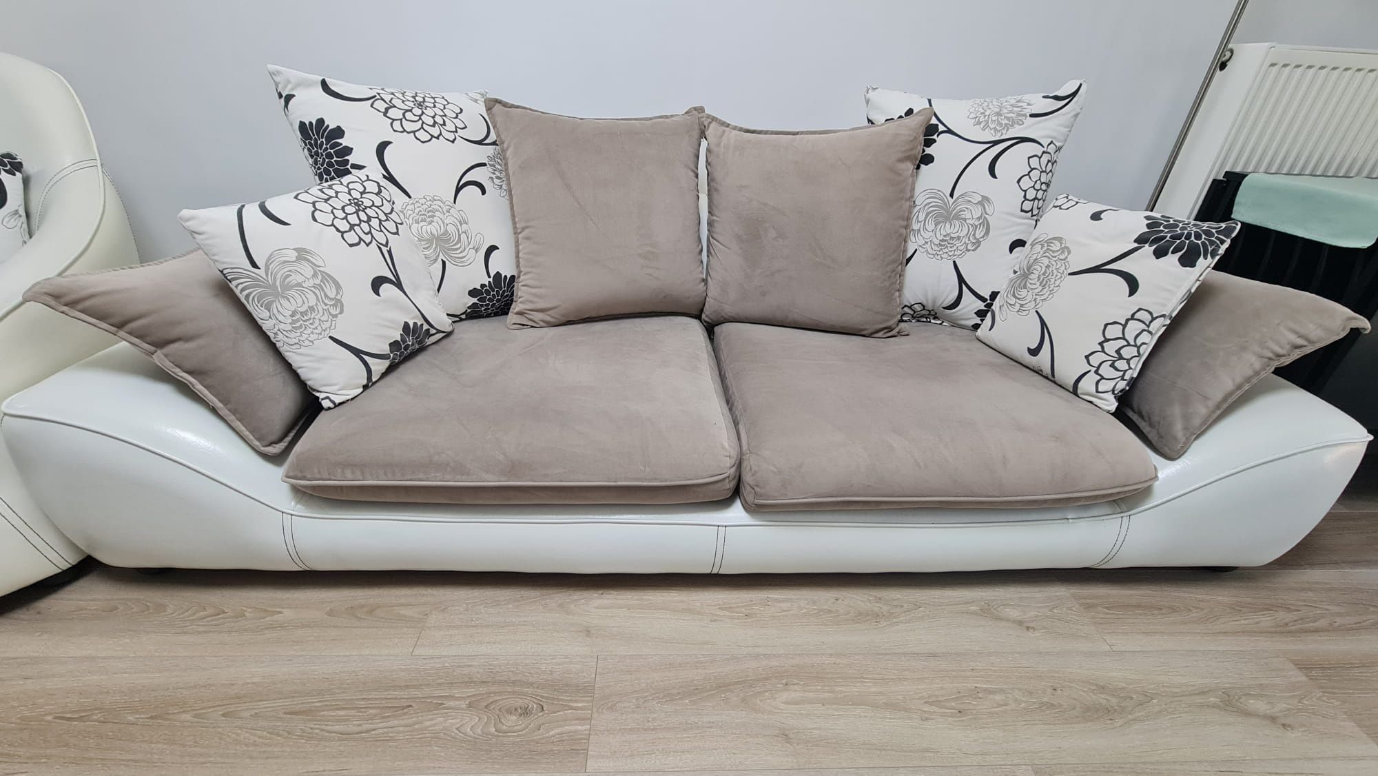 Set canapele piele albă