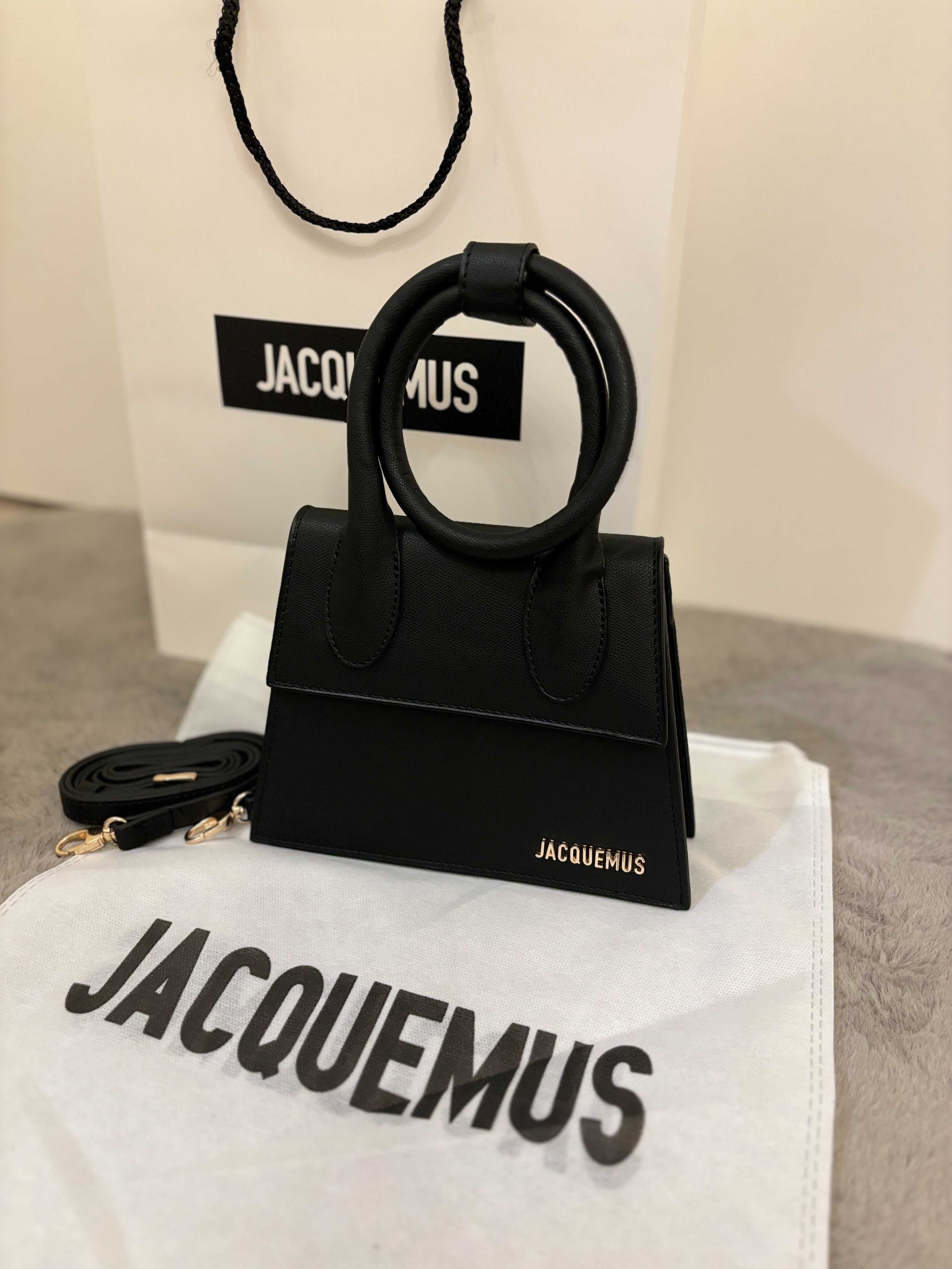 Geanta/Poșetă Jacquemus Le Chiquito Noeud Tote Bag Black 18cm x 13cm