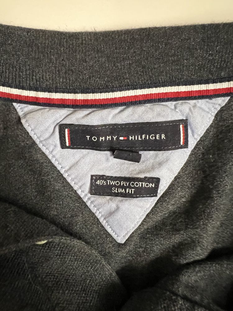Tricou stil polo Tommy Hilfiger Gri 100% original