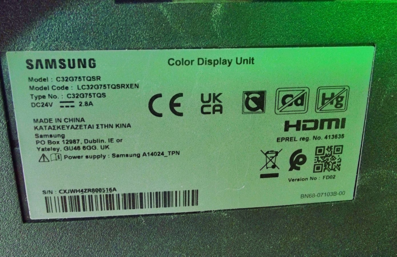 Monitor DEFECT Samsung Gaming QLED Odyssey 32" 240hz