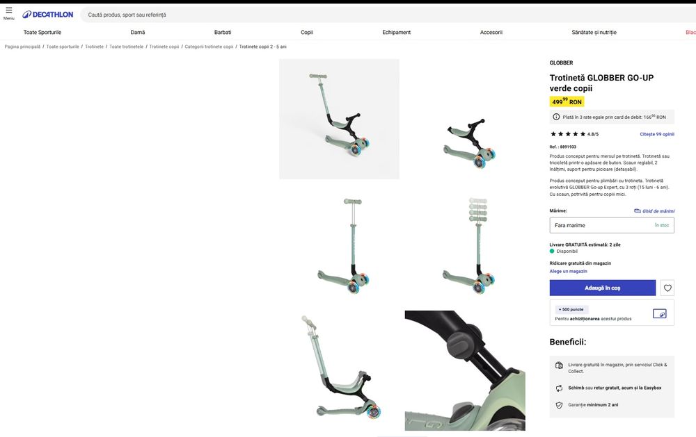 Trotinetă GLOBBER GO-UP verde copii