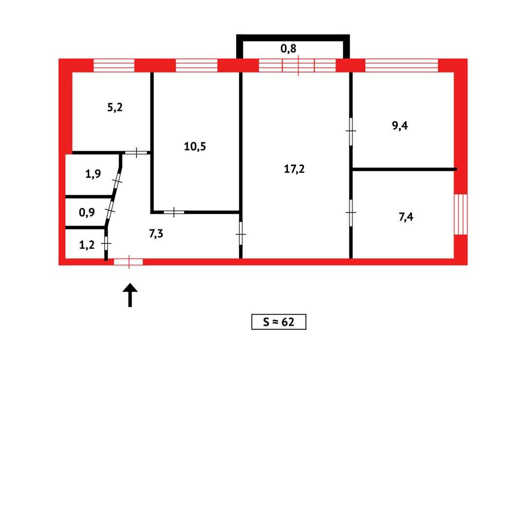 Продам 4-ю квартиру на 7 микрорайоне, 62.4 м², 3/5 этаж