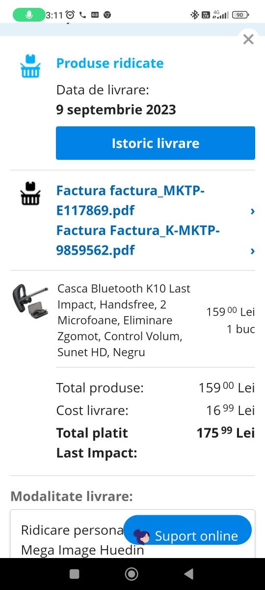 Cască bluetooth aproape noua