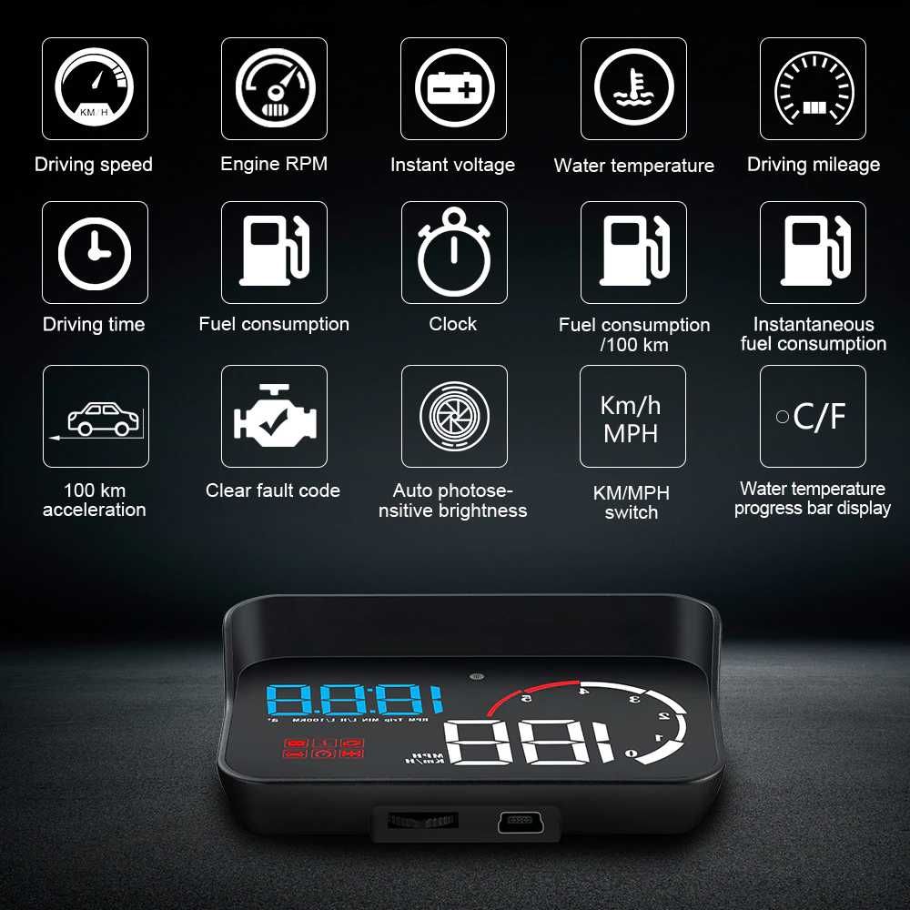 HUD модель M10 OBD2  Проектор на лобовое стекло автомобиля
