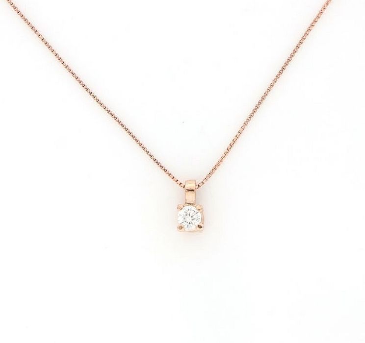 Colier aur roz, 18kt, diamant natural.Nou,certificat, Black Gold Italy