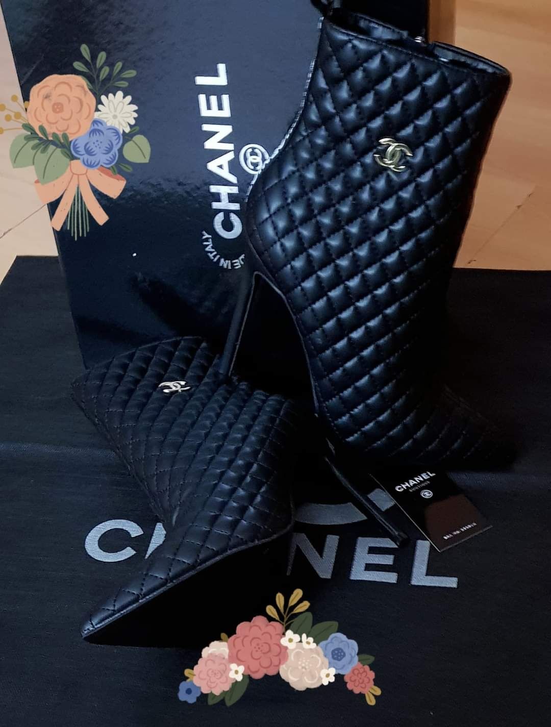 Botine Chanel new model import Franța logo metalic auriu, saculet