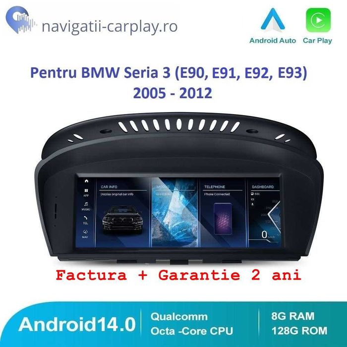 Navigatie Android BMW Seria 3 (E90, E91, E92, E93) cu unitate CCC, CIC