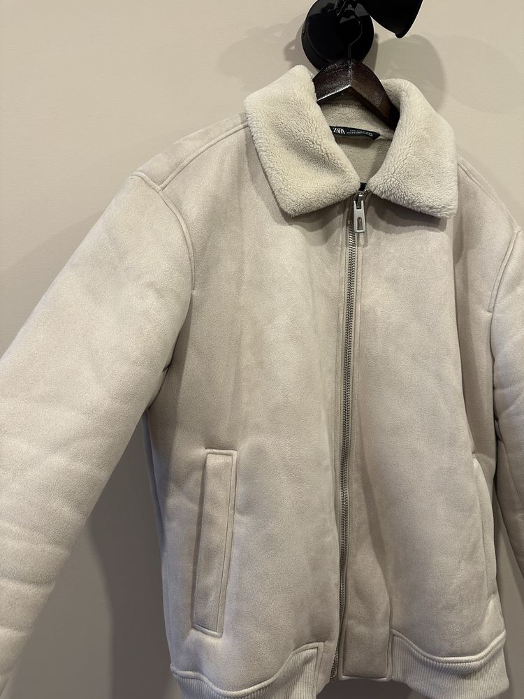 Мъжко зимно яке ZARA – велурено с каракул