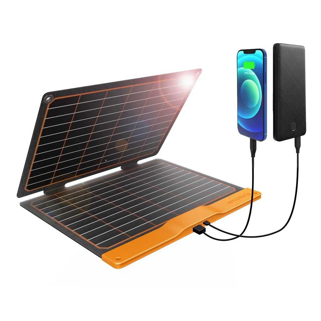 Panou solar Flexsolar 20W, pliabil, portabil, cu 2-port USB-A, USB-C
