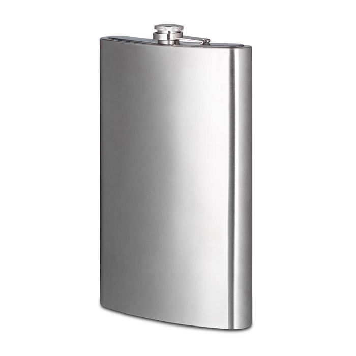 Plosca metalica XXL 1.8L, in design clasic, din inox, argintiu