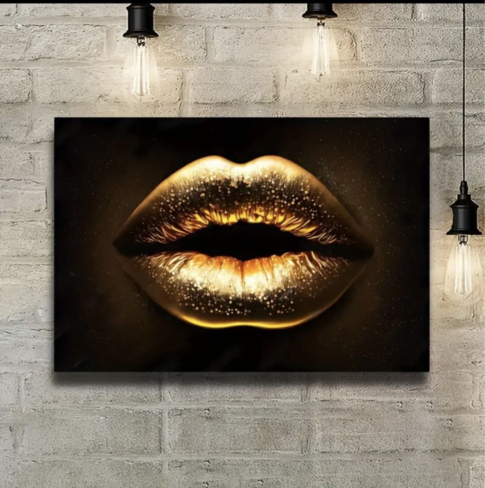 Картина златни устни 55х35см.