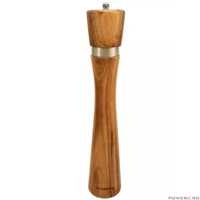 Rasnita din lemn masiv manuala pentru sare si piper, 31.5 cm,