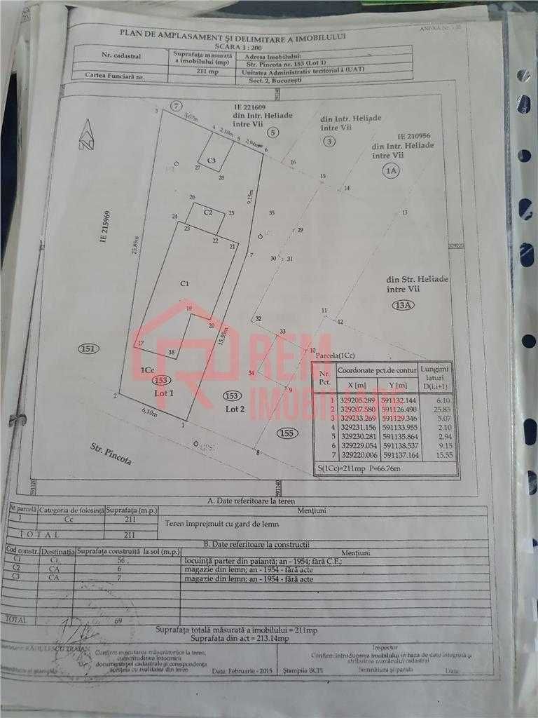 Teren 211 mp, cu casa, 3 camere, Colentina, Doamna Ghica, Pancota