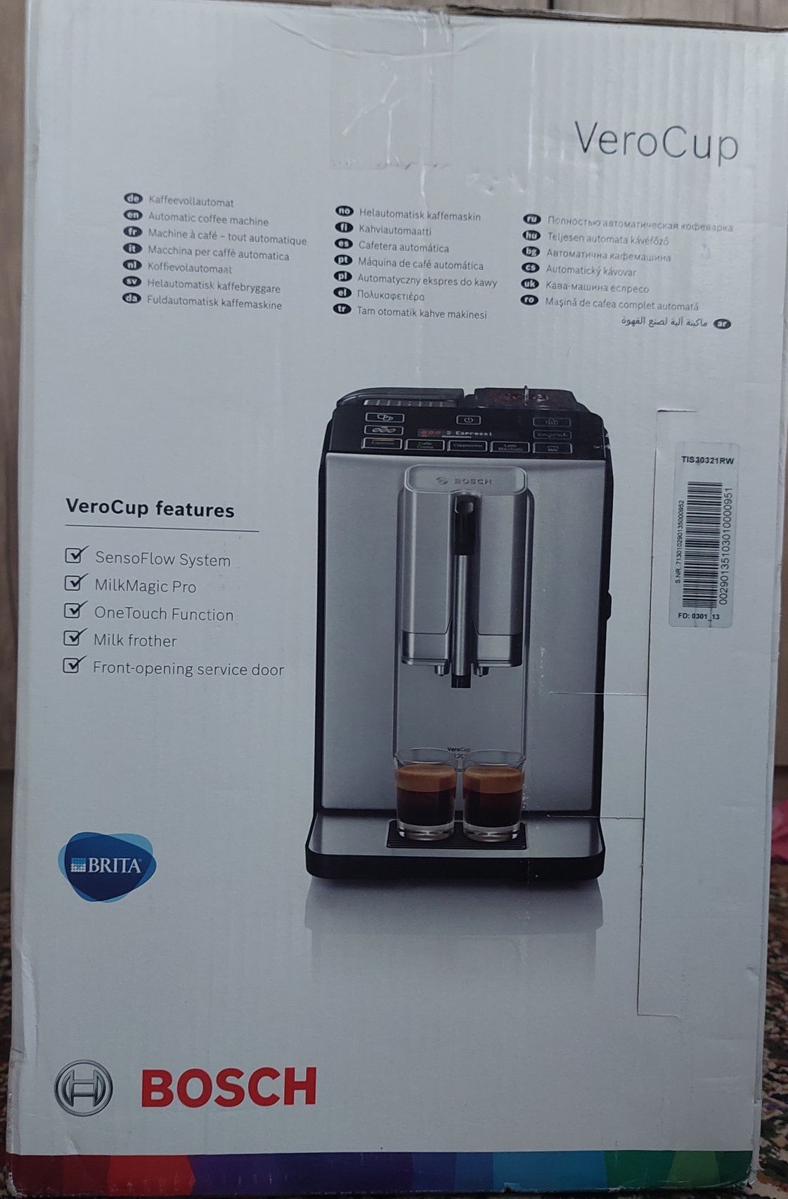 Кофемашина Bosch VeroCup 300 TIS30321RW, серебристый