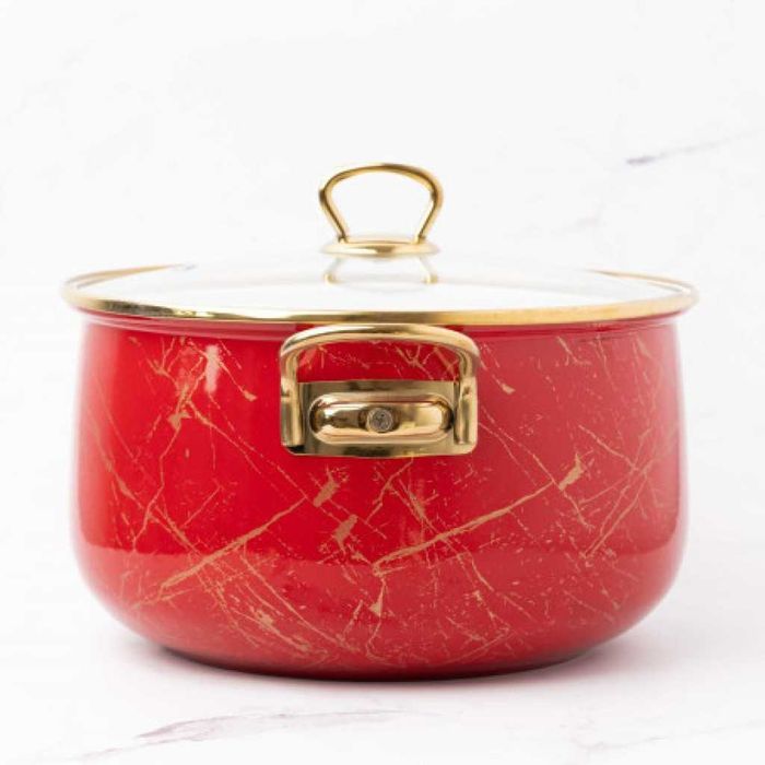 Тенджера Goldmann GM 8017-26R, 26x16см.\8.5л., Емайл,Червена