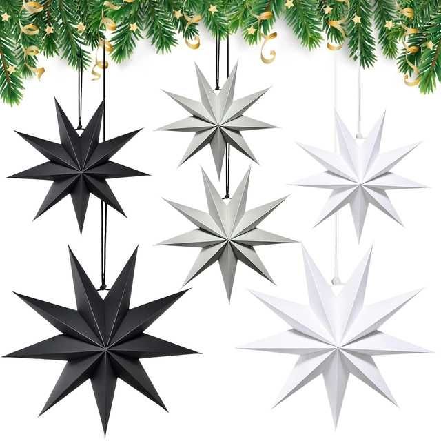 AivaToba Pachet de 6 stele de hârtie decor de Crăciun  45cm/30cm/25cm