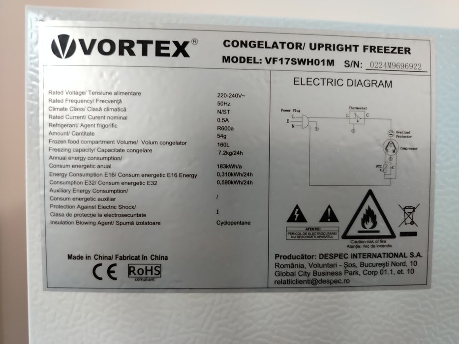 Vând ladă frigorifică VORTEX preț 850 fix