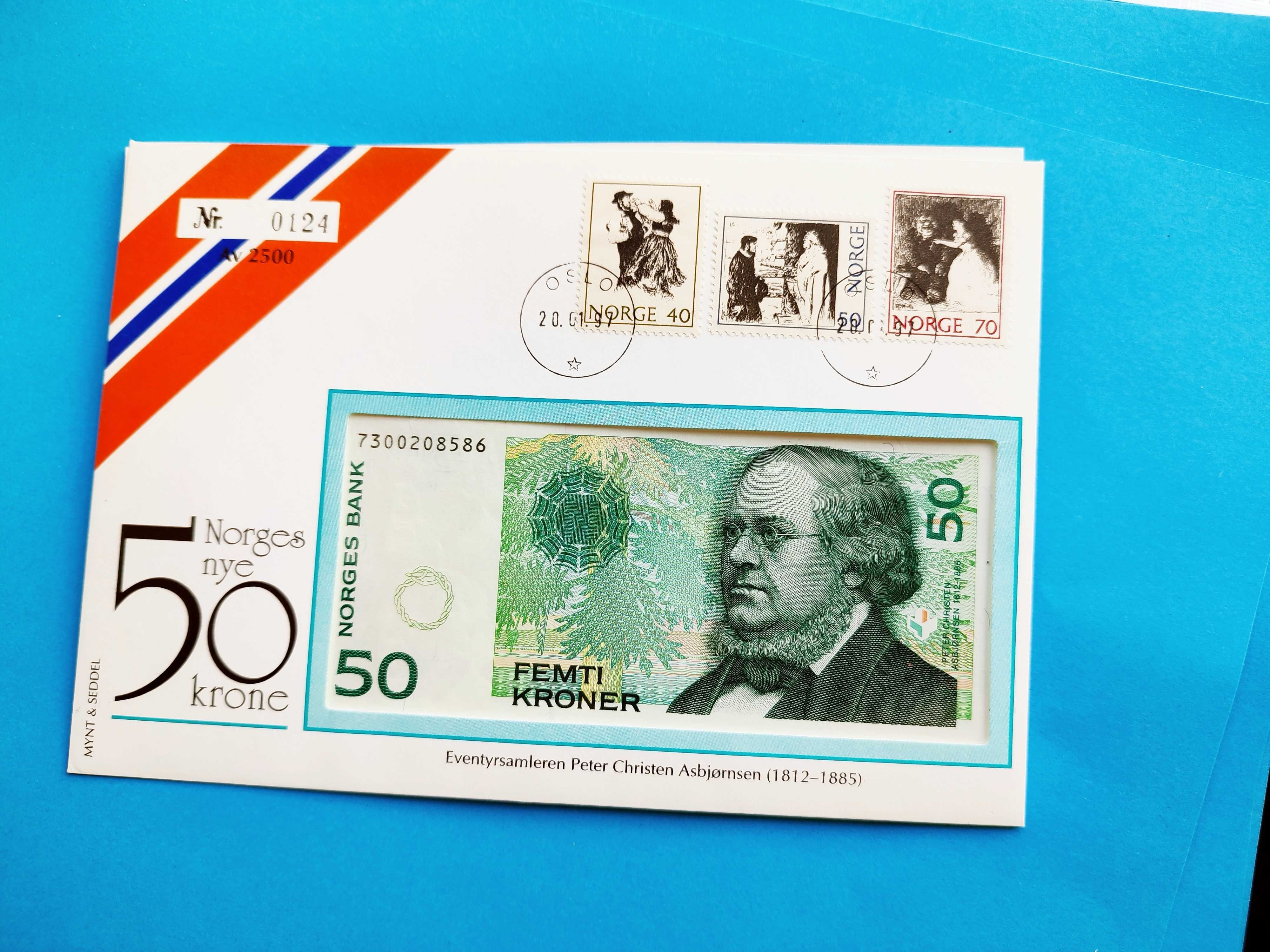50 Kroner 1996 Norvegia-in plic de prezentare-