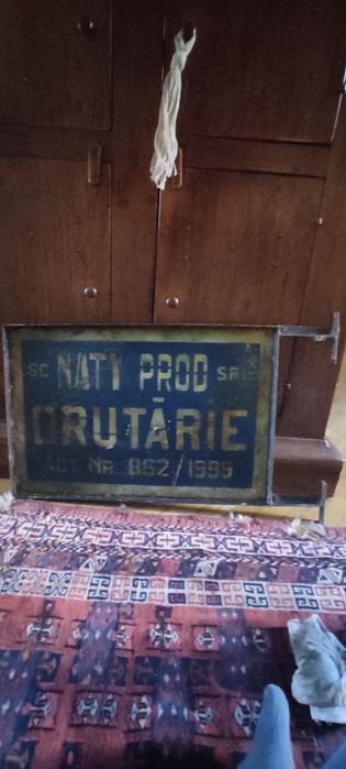 Firma veche,reclama,  emailata, tabla comunista