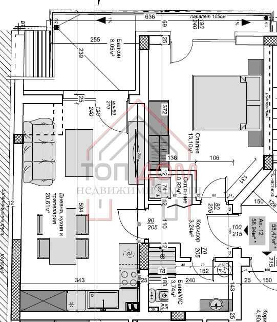 Продава се Двустаен апартамент в Варна, Автогара - 68 кв.м за 1230 €/кв.м - Снимка #1