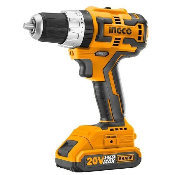 Бормашина и винтоверт с перкусия, с 2 батерии 20v 2ah ingco