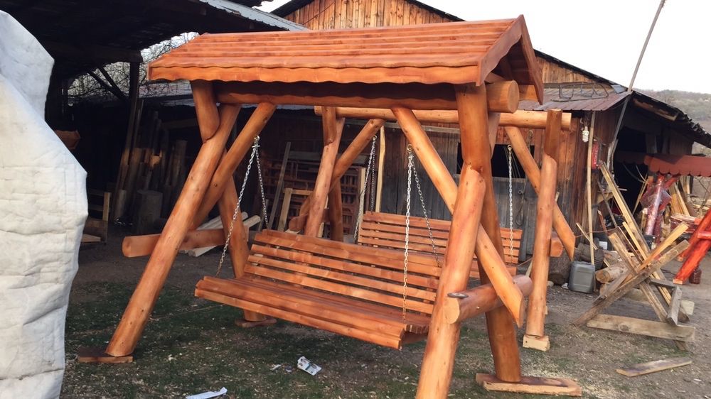 Leagan din lemn masiv balansoar rustic