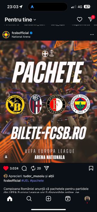 Bilete Fcsb - Feyenoord (tribuna 2, inel 1)