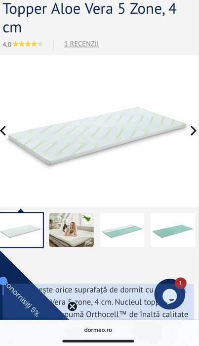 Topper Dormeo Aloe Vera 180x200cm