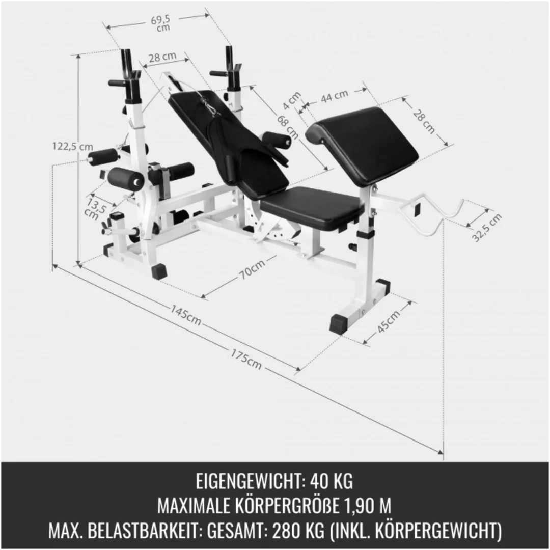 Banca multifunctionala cu set gantere cromate de 108kg