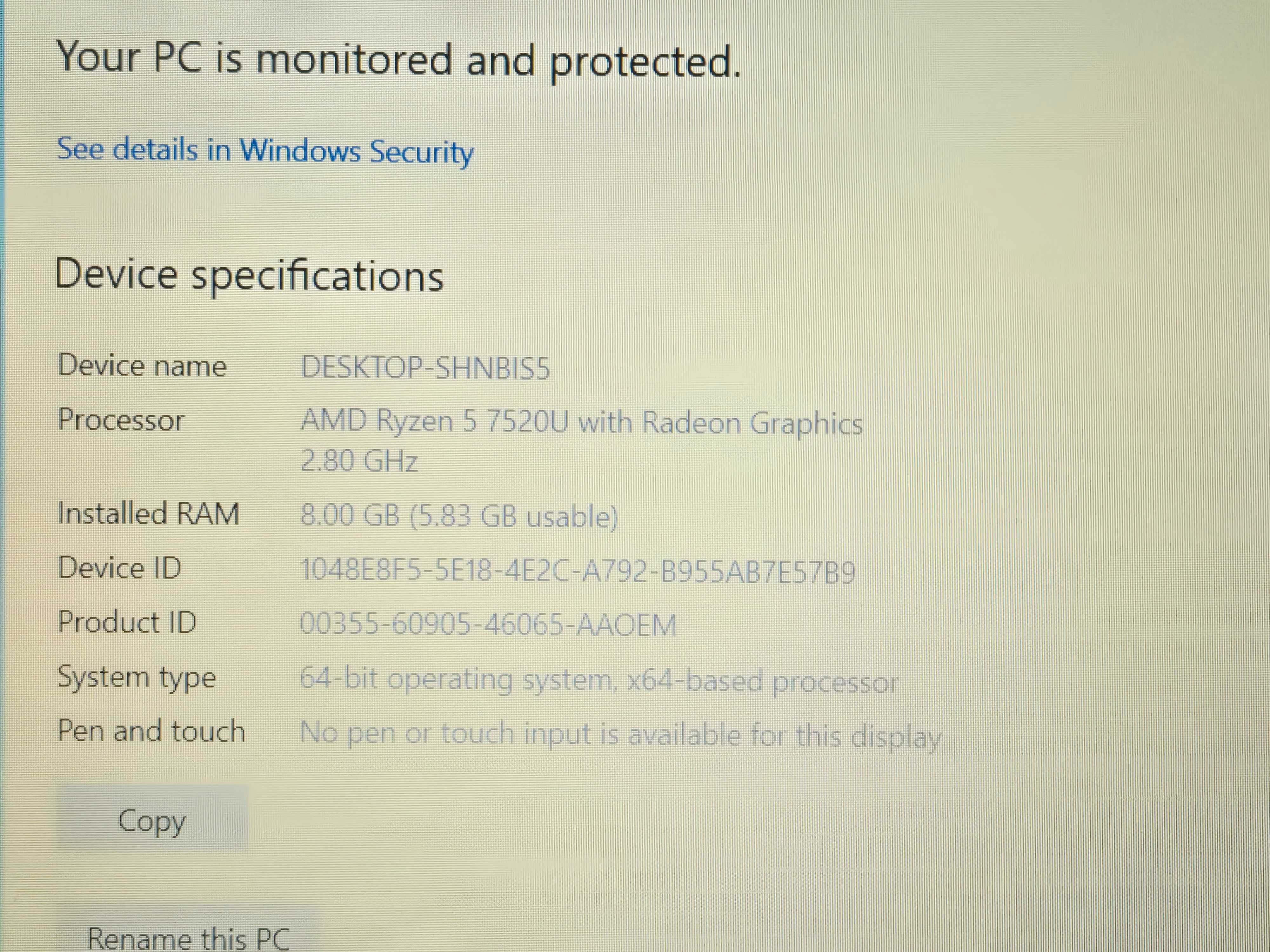 Lenovo V15 G4 AMN, Ryzen 5 7520U - KLI Amanet