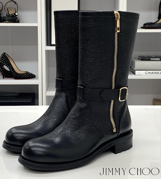 Черные кожаные полусапоги JIMMY CHOO