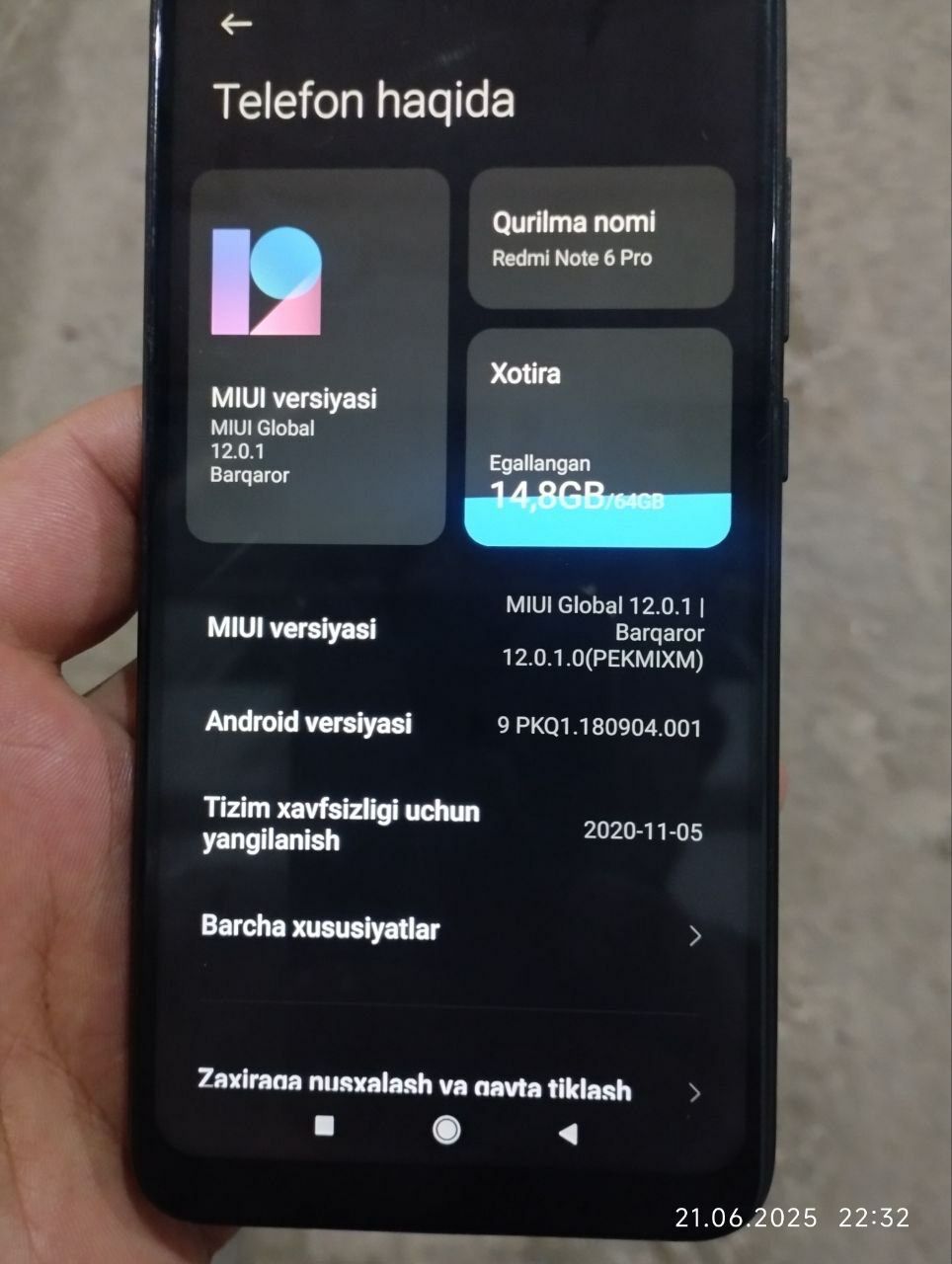 Redmi note 6 pro sotiladi 64gb