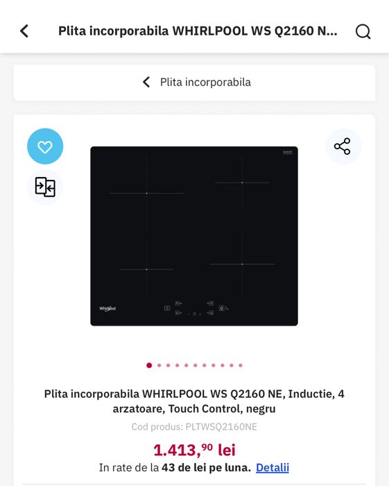 Plita Incorporabila cu Inductie Whirpool Q2160 NE