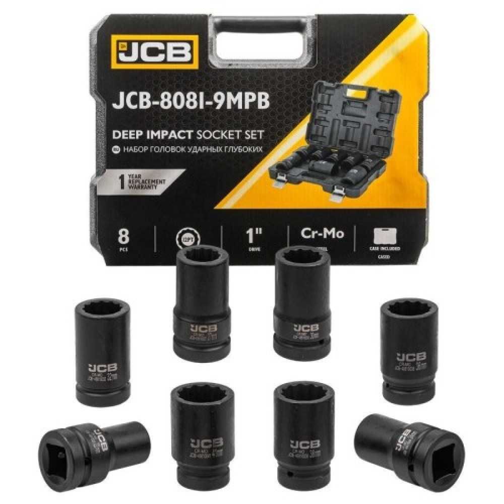 Комплект дълбоки ударни вложки 12-стенни 1" (22 – 41 мм) 8 части JCB