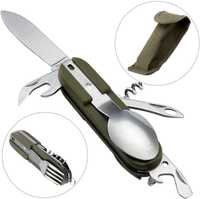 Set tacamuri pliabile din inox, camping, picnic, drumetii, 8 in 1