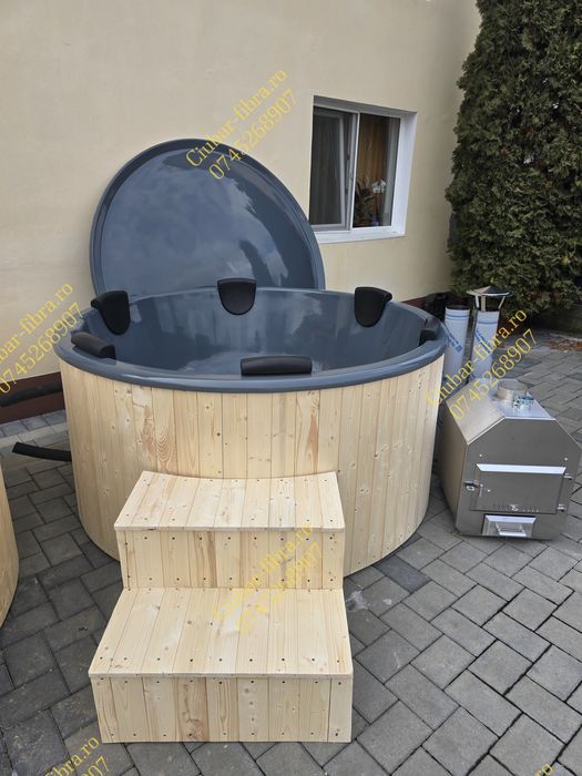 Ciubar din fibra cu jacuzzi si soba exterioara