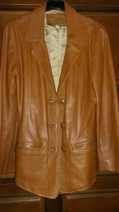 Sacou piele caramel