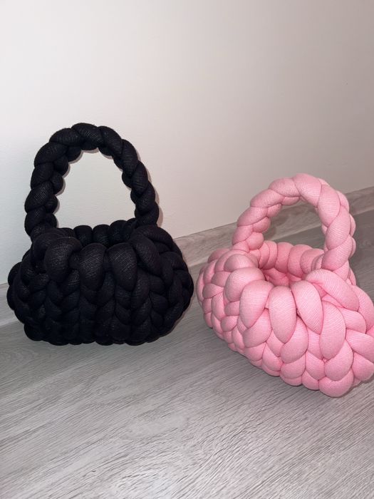 Дамски плетени чанти - розов, сив, черен