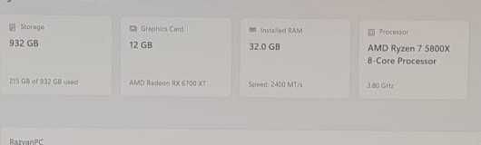 PC gaming Ryzen 7 8 Core 5800x