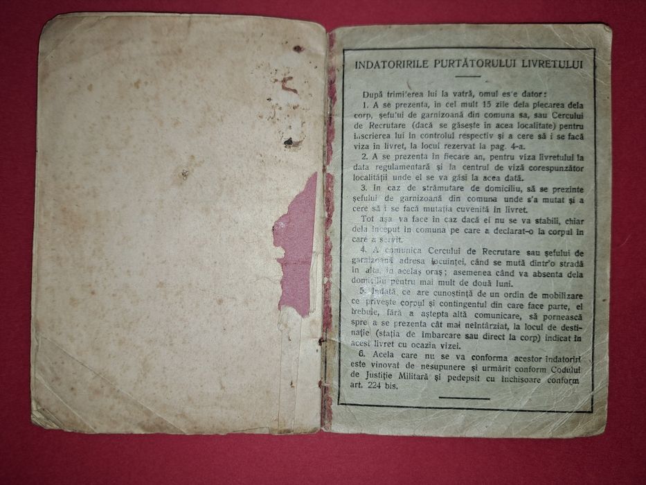 Livret de serviciu militar - Rgt.83 Infanterie