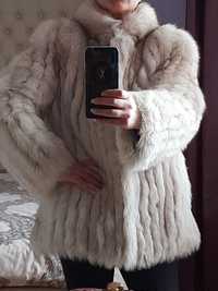 Луксозно дамско палто от  сребърна лисица