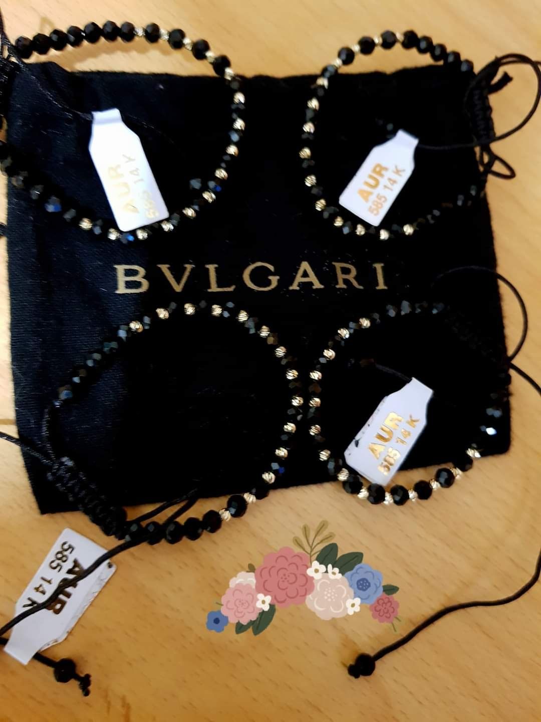 Bratari reglabile unisex aur 14k+onix fatetat saculet,etichetă