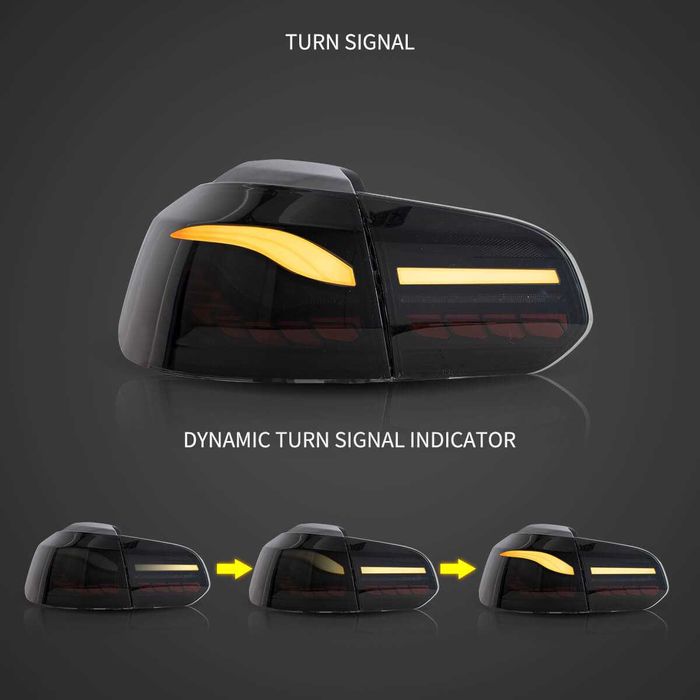 Комплект OLED стопове с динамични мигачи GTS style за ГОЛФ 6 Golf