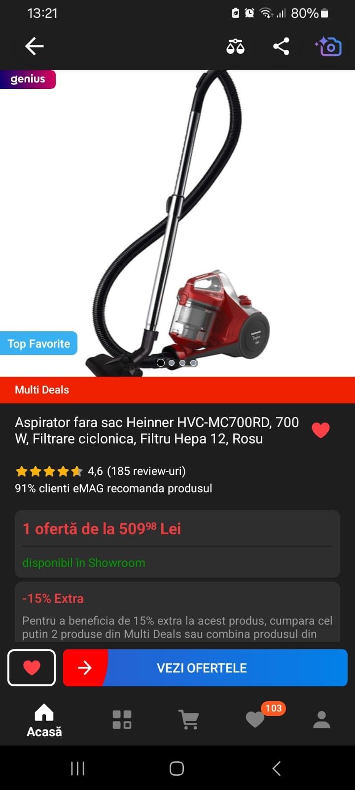 Aspirator fara sac Heinner