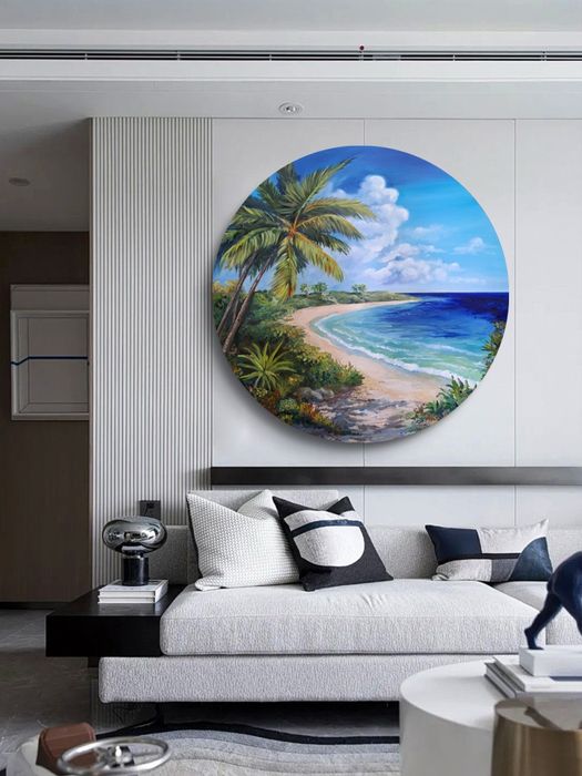 Картина море круглая масло