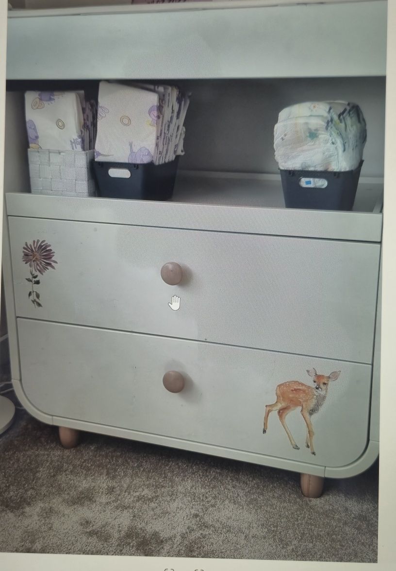 Masa de înfășat și patuț bebeluși-set Myllra (Ikea)